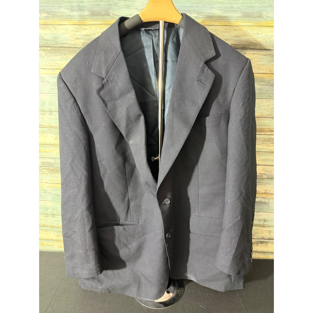 Hunter Haig Blazer Navy Blue 100% Pure Wool Excellent Tailored in USA Sport Coat